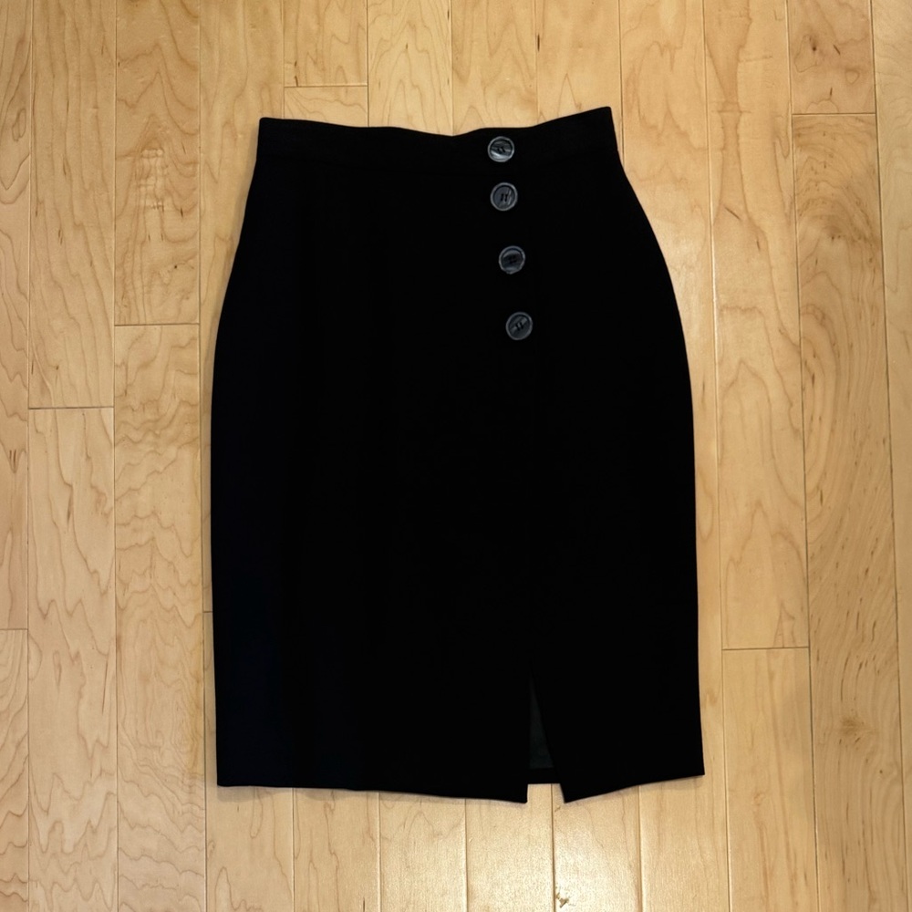 Oliver Wool Black Pencil Skirt With Side Slit Made in Italy
